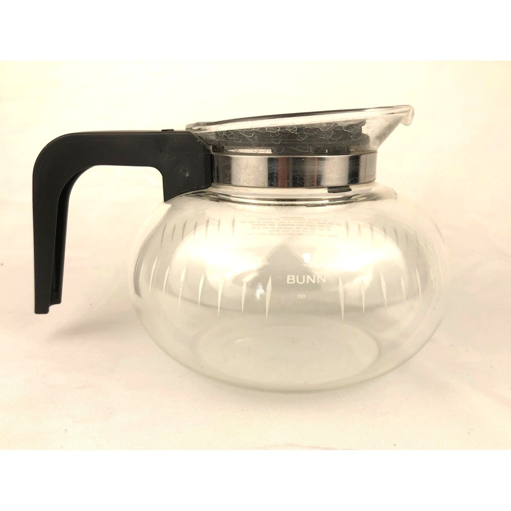 Vintage Bunn 6 Cup Glass Coffee Carafe Pot Replacement Black Handle Lid Decanter